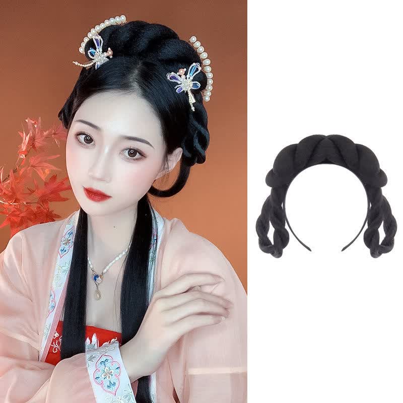 唐妮  古装假发汉服麻花一体式发髻发片发型古风懒人全头套发包日常