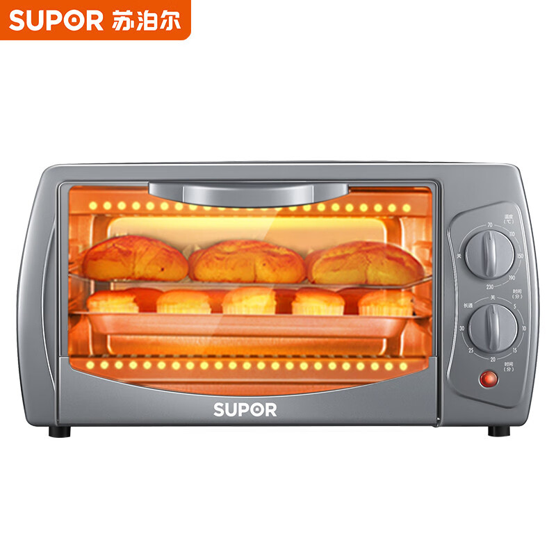 苏泊尔（SUPOR）家用多功能电烤箱 定时控温 10L迷你小烤箱家用易操作 高级灰 K10FK620