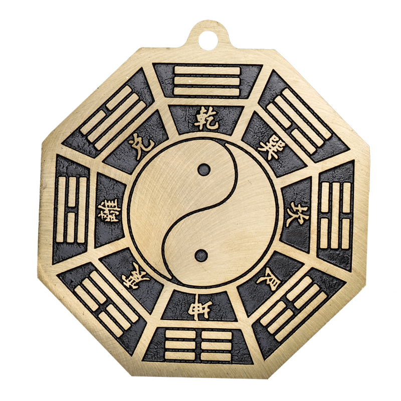 铜太极八卦镜凸镜挂件阴阳鱼平面镜家用门口太极图平镜铜镜摆件 铜