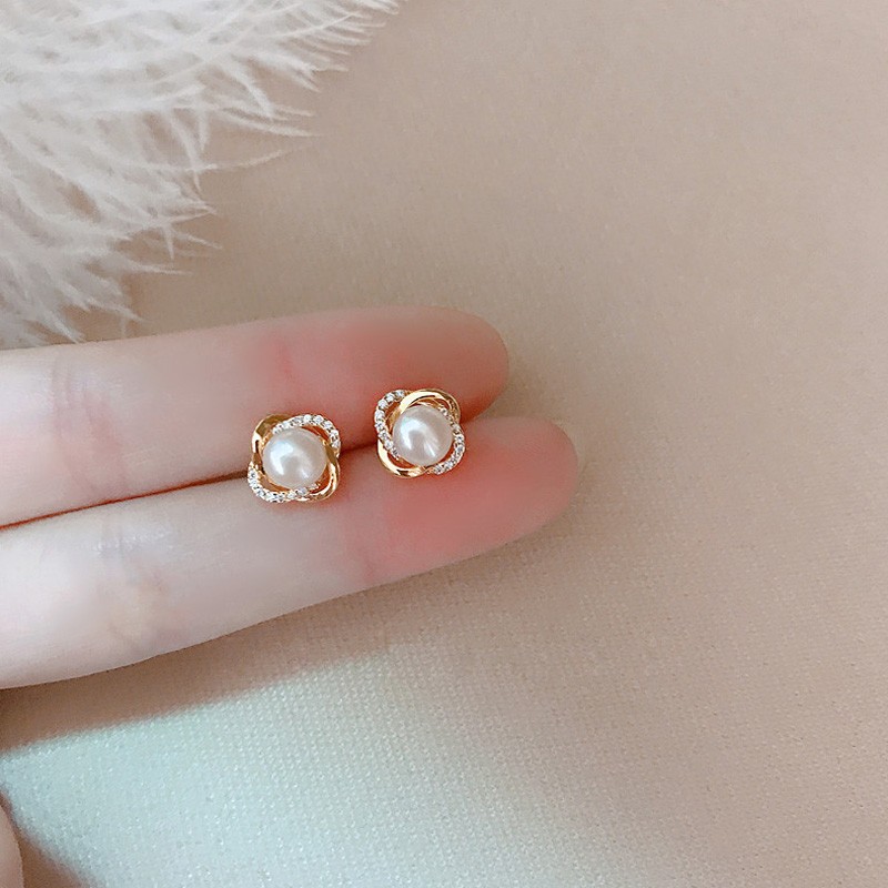 玖维娅925银针珍珠耳环女新款闪钻气质韩国个性简约百搭耳钉网红潮人耳饰品 JYD213珍珠耳钉一对