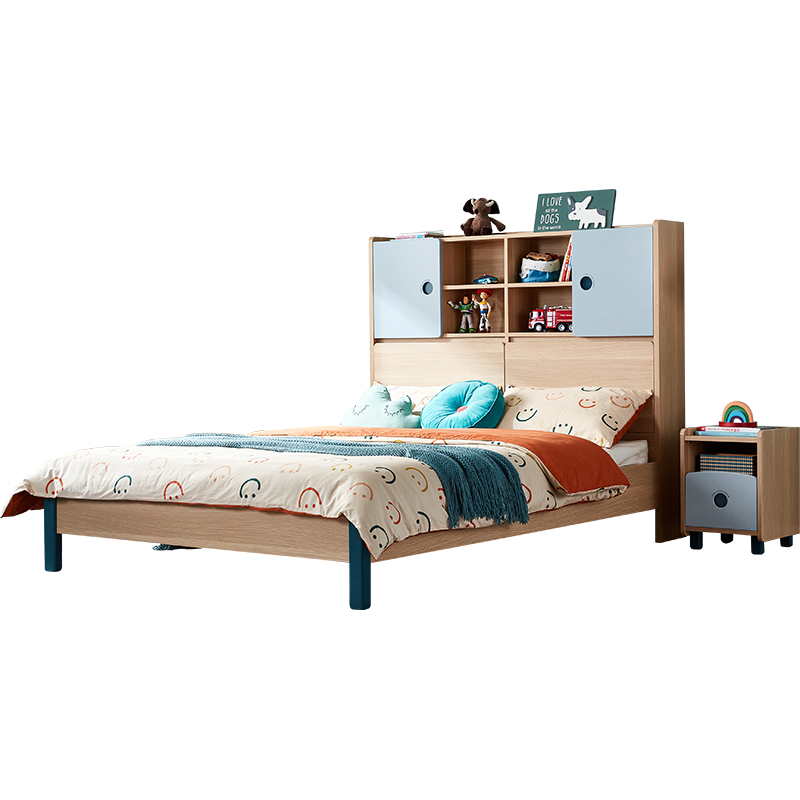 林氏木业(Kids)实木脚儿童床家用卧室小型少儿男女孩单人床主卧家具 KU2A-A儿童床+CD093A床垫 1500mm*2000mm