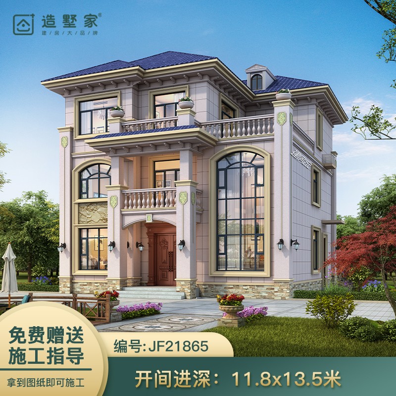 三层欧式农村自建房图纸乡村别墅图纸全套水电建筑施工效果图21865