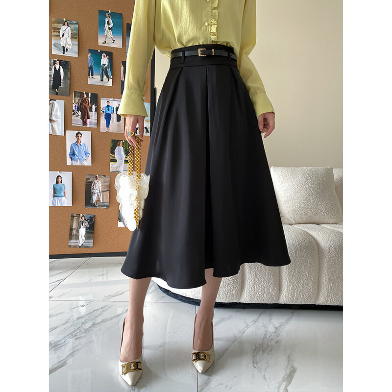 百丽驼美士(balitomms)法式缎面赫本风伞裙半身裙设计感小众秋季新款