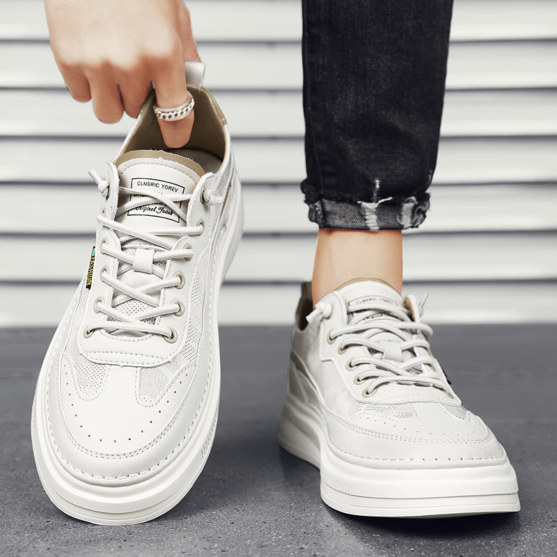 ck高端轻奢白鞋男鞋2024新款夏季薄款布鞋透气男士运动休闲板鞋鞋子