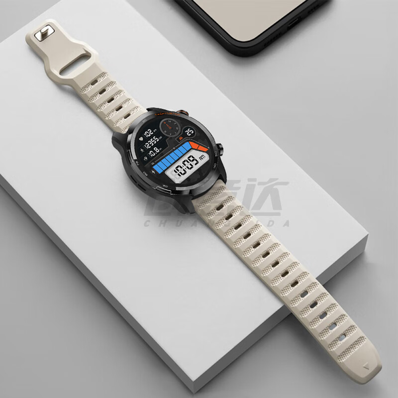 适用Ticwatch表带pro3/5出门问问智能手表pro x/GTH 2/C2/S2/E2手 星光色【运动硅胶表带】 新款适用：Ticwatch Pro 5/24mm