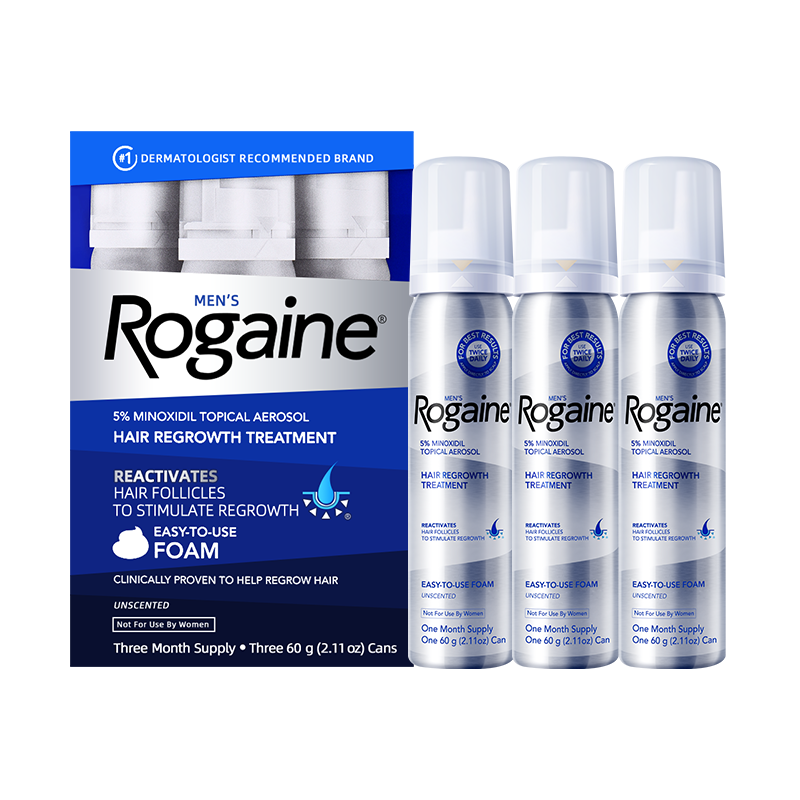 美国Rogaine落健/培健 米诺地尔酊5% 男士生发泡沫 国际进口增发生发液精华 60g*3瓶