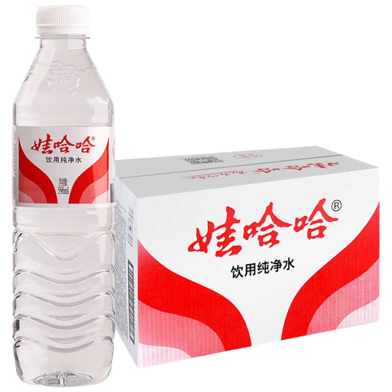 娃哈哈 饮用纯净水 整箱水商用企业办公用水 596mL*24瓶【纸箱装】