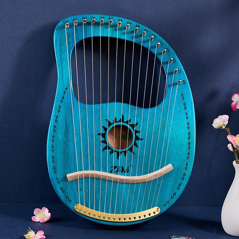 zani莱雅琴小竖琴乐器初学者简单易学便携式小型里拉琴箜篌 16弦太阳神箱式-透蓝
