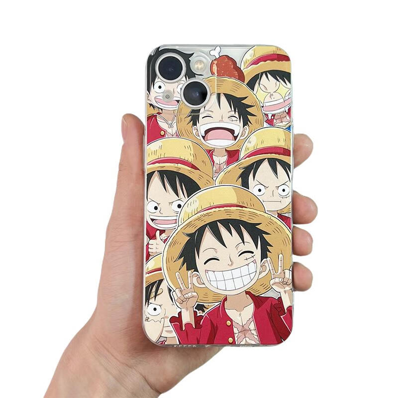 赫致苹果oppo荣耀vivo华为手机壳航海王路飞直边透明防摔软套 表情包