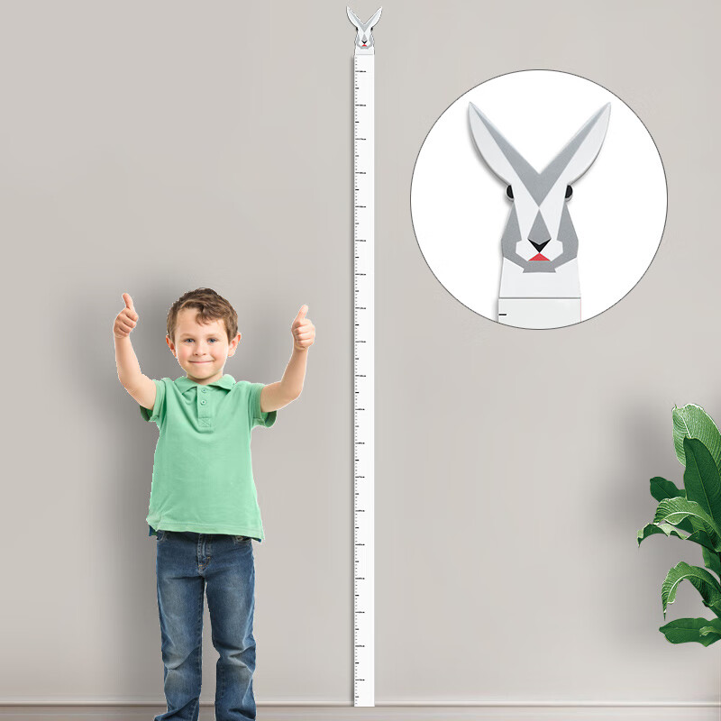 高品质身高墙贴亚克力宝宝儿童身高测量尺现代简约身高贴 白色兔子