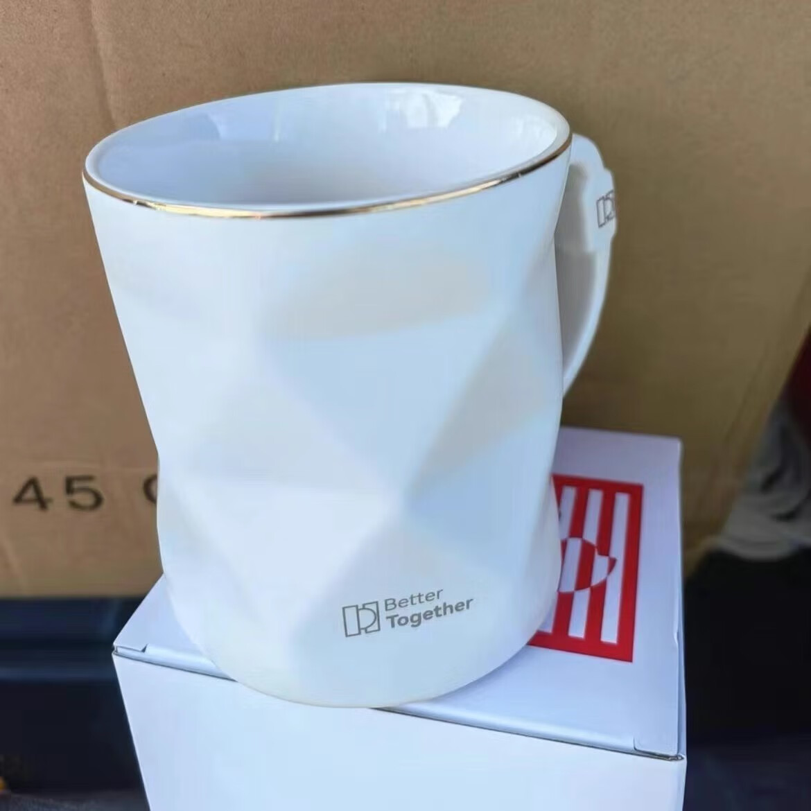 华为礼品马克杯强化创意陶瓷艺术办公室带盖家用喝水水杯情侣杯子