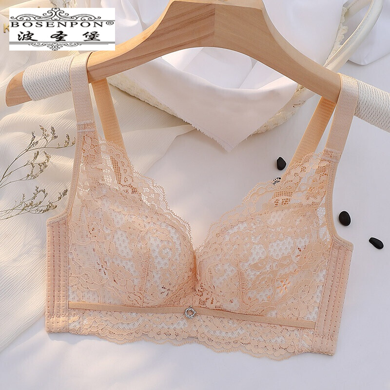 无钢圈大胸显小文胸罩新款 【单件装】肤色 75c=34c【透气洞洞杯】