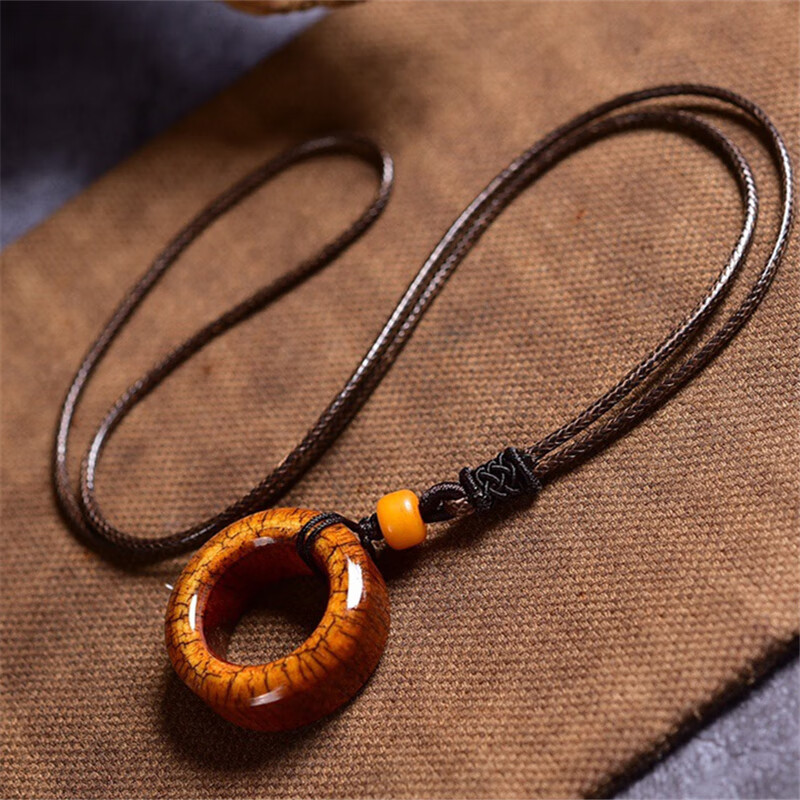 拾禾天然老料牦牛骨平安扣吊坠项链跑环圈子diy配饰圆形情侣礼物 尺寸