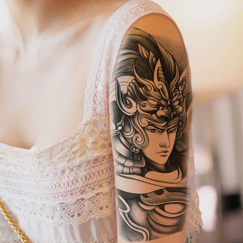 南欧世爵 新款小清新赵云赵子龙男女防水大图案纹身贴半臂贴纸个性