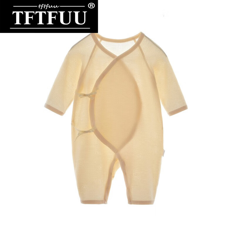 TFTFUU新款安阳童装a类新生儿衣服婴儿莫代尔长袖连体衣婴儿夏天薄款蝴 莫代尔蝴蝶衣柠檬黄 52cm