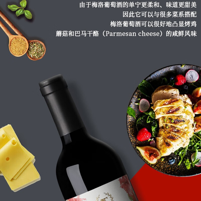 天帕智利中央山谷原瓶原装进口 经典梅洛干红葡萄酒红酒13.5度750ml 精品2支装