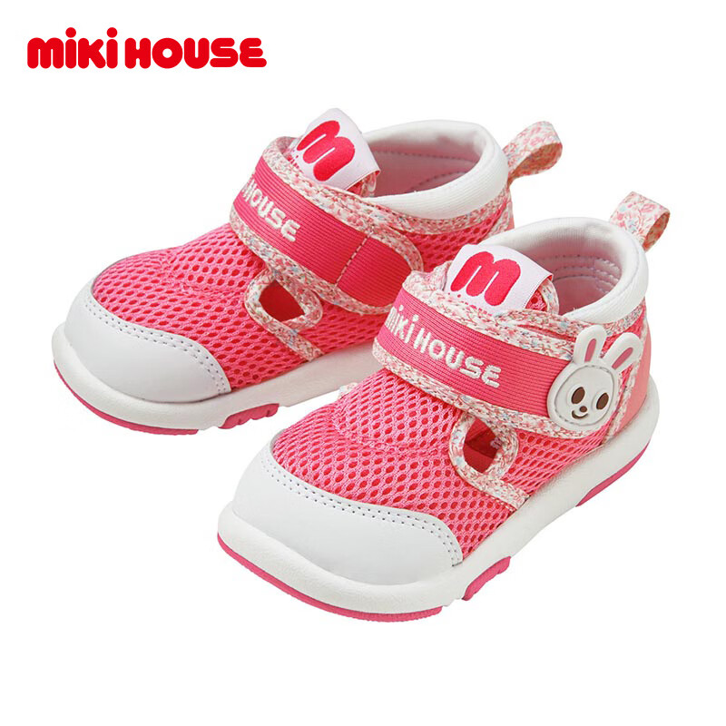 MIKIHOUSE儿童夏季透气童鞋保护脚趾二段学步凉鞋婴儿鞋 玫瑰色 14cm 