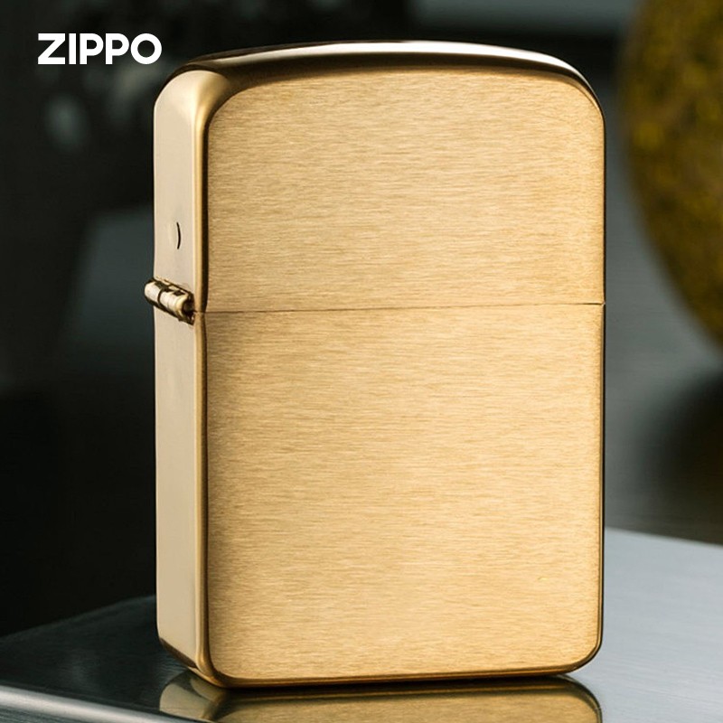 zippo zippo打火机黑冰复刻标志1941b二战经典黄铜拉丝复古刻字芝宝
