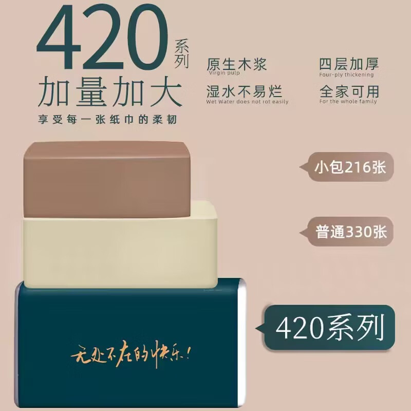 冬兰;(DONGLAN)家用400张加大加厚5层大尺寸纸巾抽纸整箱实惠餐巾纸卫生纸家庭装 5层 400张*20包 【160mm*175mm】