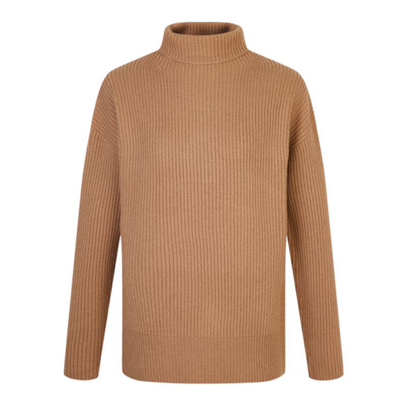 MAX MARA 麥絲瑪拉 女士立領(lǐng)簡(jiǎn)約毛衣 棕色 VOGHER S