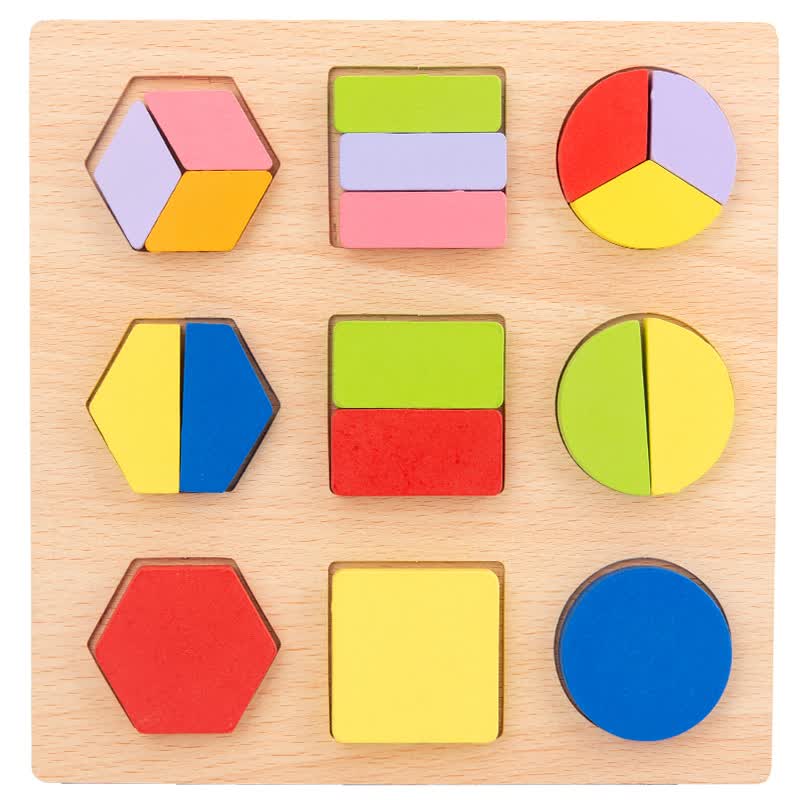 儿童几何等分嵌板拼图拼板幼儿园启蒙教具 六边形正方形圆形三等分