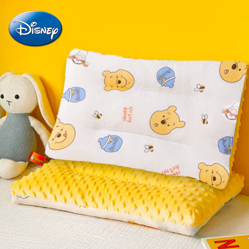 迪士尼宝宝（Disney Baby）A类儿童枕头豆豆绒枕 春秋季幼儿园午睡婴儿床上用品安抚枕芯双面四季通用护颈枕 小熊