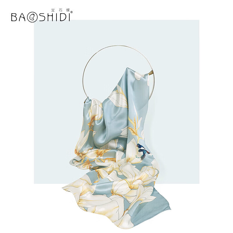 宝石蝶真丝丝巾女桑蚕丝旗袍披肩妈妈生日三八妇女节礼物礼盒/玉兰几