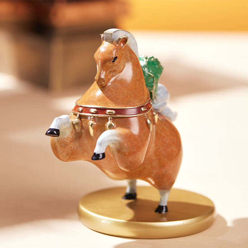 朱炳仁铜 马上有财 客厅书房办公桌白菜马桌面摆件铜工艺品艺术礼 马上有财