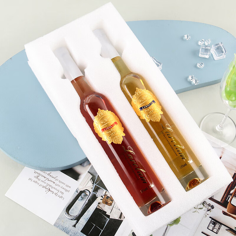 罗芙庄园法国进口红酒桃红甜白葡萄酒11度水晶葡萄酒 双支礼盒装375ml