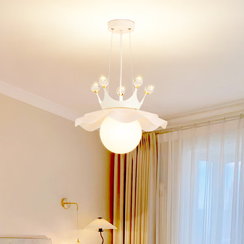 灯屋卧室灯现代简约公主房皇冠花朵灯具网红ins风儿童房主卧吊灯 直径