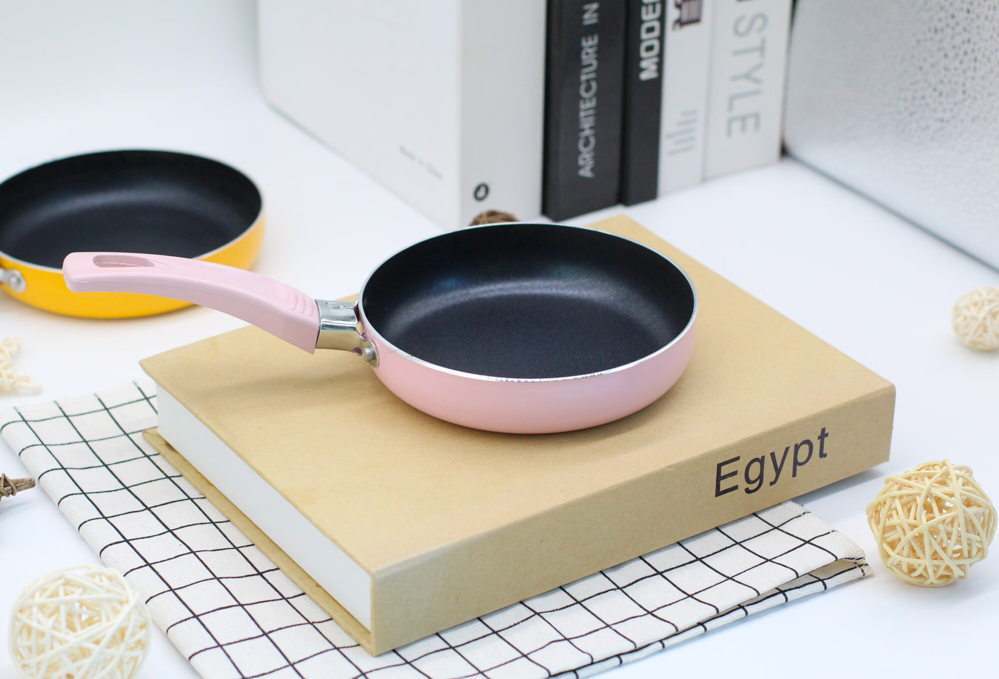 abdt14cm迷你小煎锅平底锅不粘锅煎饼锅煎蛋锅马卡龙 粉红色 0cm