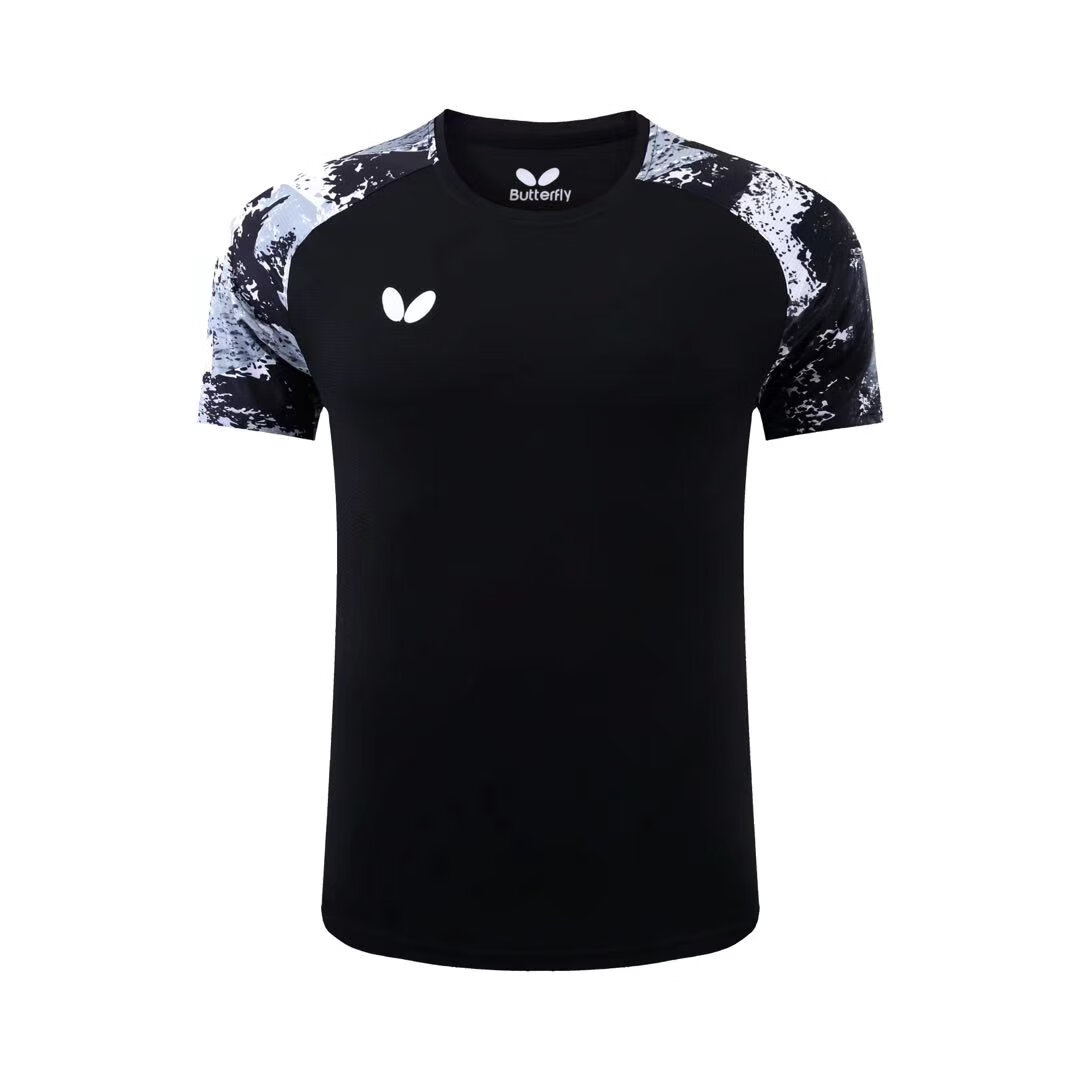 蝴蝶迷蝴蝶乒乓球服男女同款专业运动服短袖透气速干比赛 男款黑色