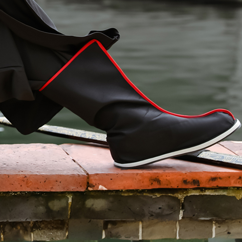 古装靴子长筒靴古代官员官靴cos汉服鞋男长靴古装男鞋子男靴古风 黑色