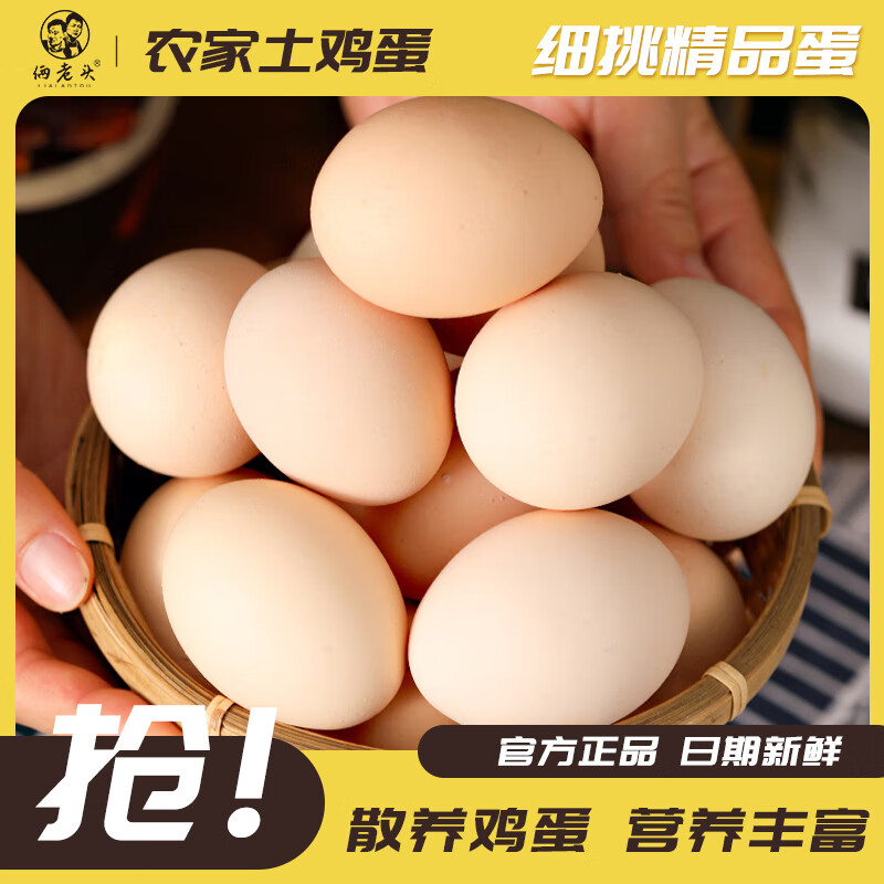 俩老头新鲜土鸡蛋农家散养正宗农村草鸡蛋笨柴鸡蛋40g±5g 新鲜土鸡蛋20枚
