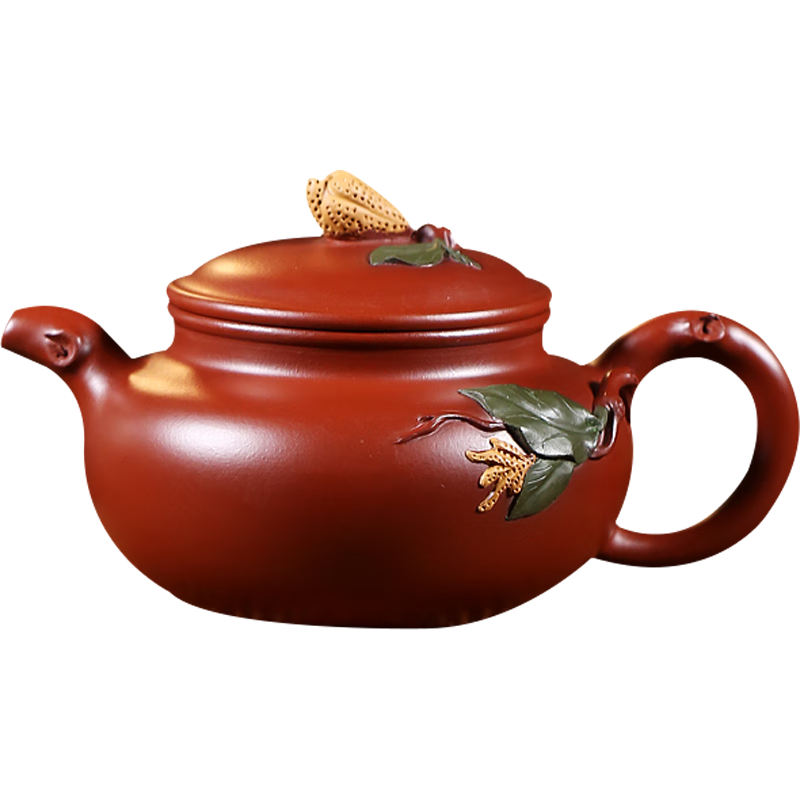 京峰閣 茶具紫砂壺 全手工宜興原礦大紅袍佛手仿古茶壺名家賀禮泡茶壺 佛手仿古壺大紅袍泥方艷玲