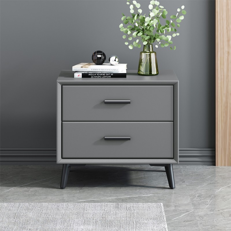 喜福匠皮床头柜简约现代轻奢卧室床边收纳小柜子可定制25/30/35/40/45