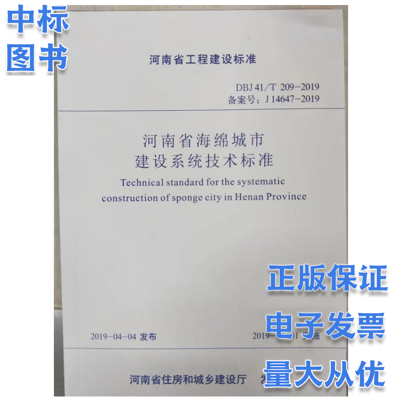 河南省海绵城市建设系统技术标准 DBJ41/T209-2019