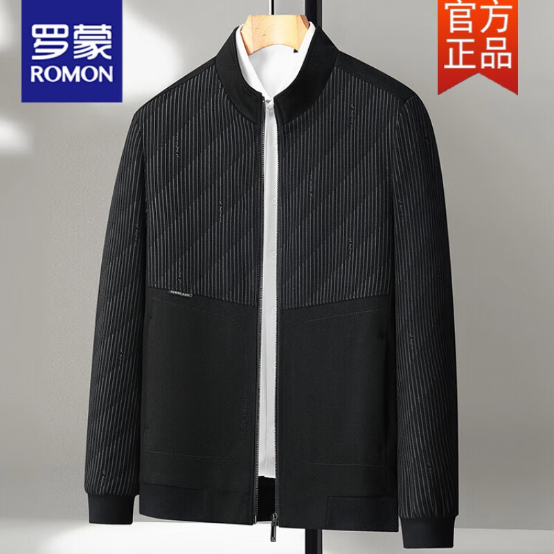 罗蒙（ROMON）中老年男士立领毛呢夹克爸爸装春秋款休闲上衣冬季保暖外套茄克衫 黑色 170怎么看?