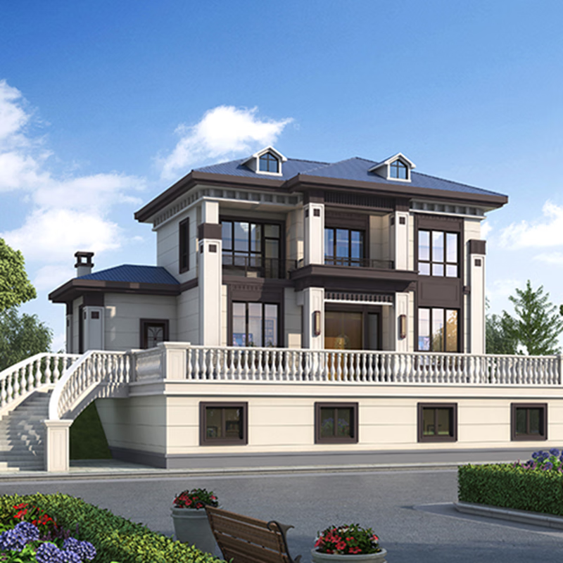 喜墅吉三层新中式别墅设计图纸架空层乡村房屋建造农村自建房设计效果