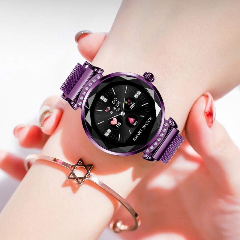 VOSSTR 女性镶钻健康智能手环 心率血压血智能手表 生理健康监测 多运动模式手表 金属镶钻机身 「女性生理监测版」璀璨紫