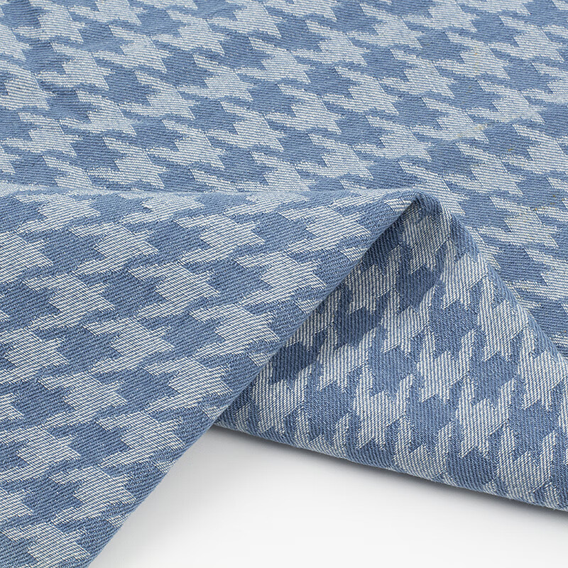 青染做衣服的牛仔布料 布料纯棉提花牛仔布料加厚水洗做衣服裙 浅蓝色