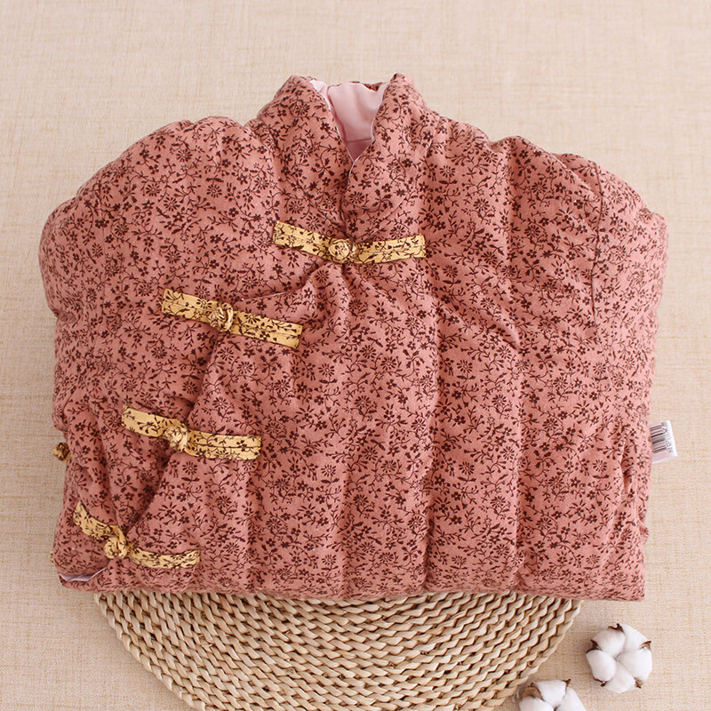 棉花咏亲子装纯棉花手工加厚保暖棉袄冬季居家外穿棉外套儿童成人母女装 磨毛粉（成人款） M码（建议体重100-110斤）