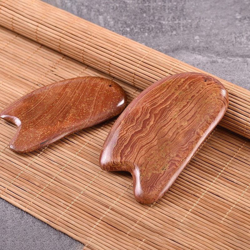 砭润康 天然砭石泗滨砭石精品老料花纹刮板 全身通用玄黄砭石刮板精品