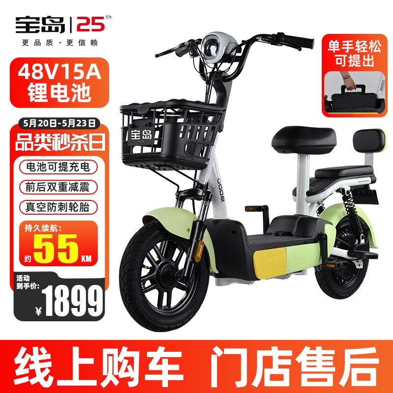 宝岛电动车 新国标新款电动自行车48v成人锂电池电瓶车助力小型代步车