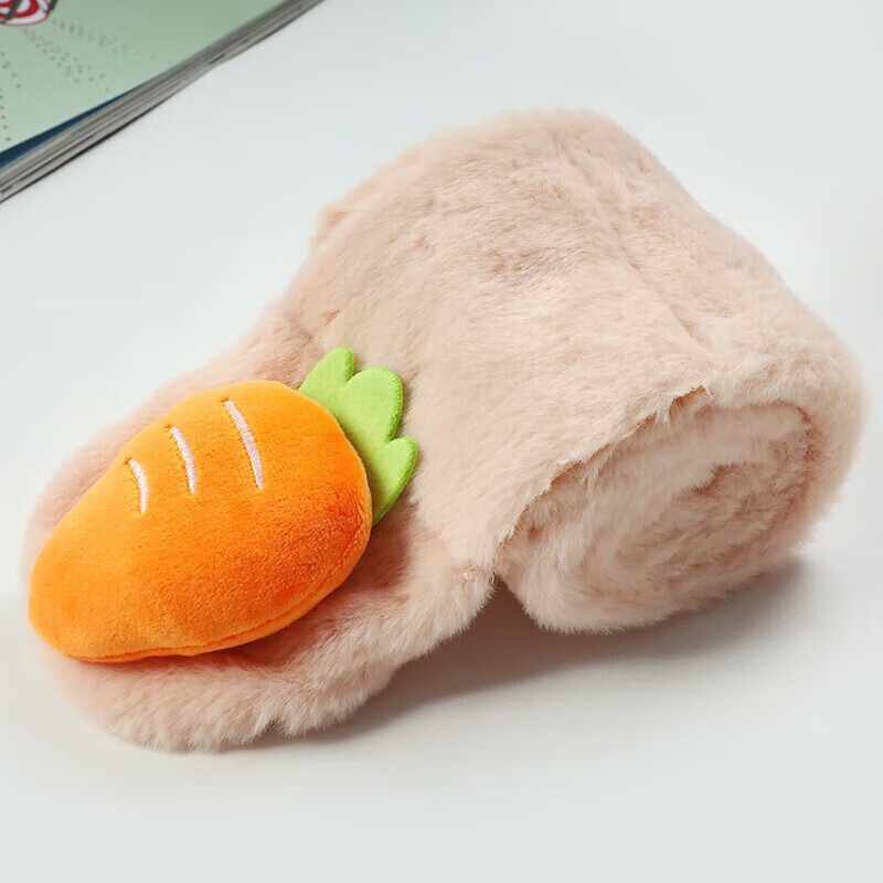 达芬奇密码 卡通儿童动物大围脖秋冬季仿獭兔毛围巾 胡萝卜 裸色 70cm*10cm