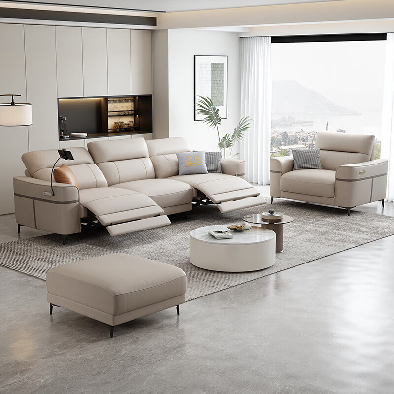 杨宅极至真皮零靠墙电动沙发功能沙发客厅现代多功能头层牛皮直排皮艺沙发 2.77m三人位(单电动) 50D海绵+乳胶坐垫