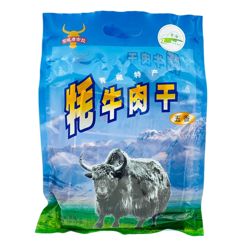雪域唐古拉手撕風(fēng)干牦牛肉干健身辦公小吃休閑零食清真大袋400g袋裝青海特產(chǎn) 咖喱 400g*1袋