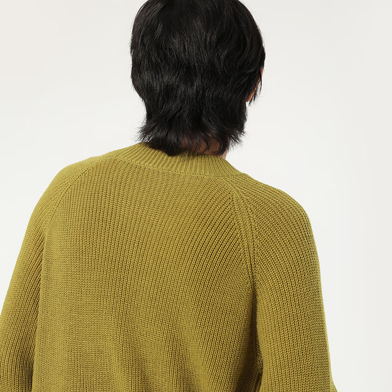 MARKLESS新款男士毛衣春季纯色宽松针织衫慵懒高级感打底毛衫外套MSB3740M 姜黄色 185/XXL