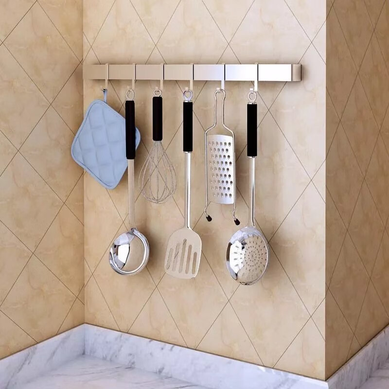 【精选】厨房调料置物架不锈钢调料架壁挂式免打孔调味品油盐酱醋 刀架 【免打孔】+免钉胶