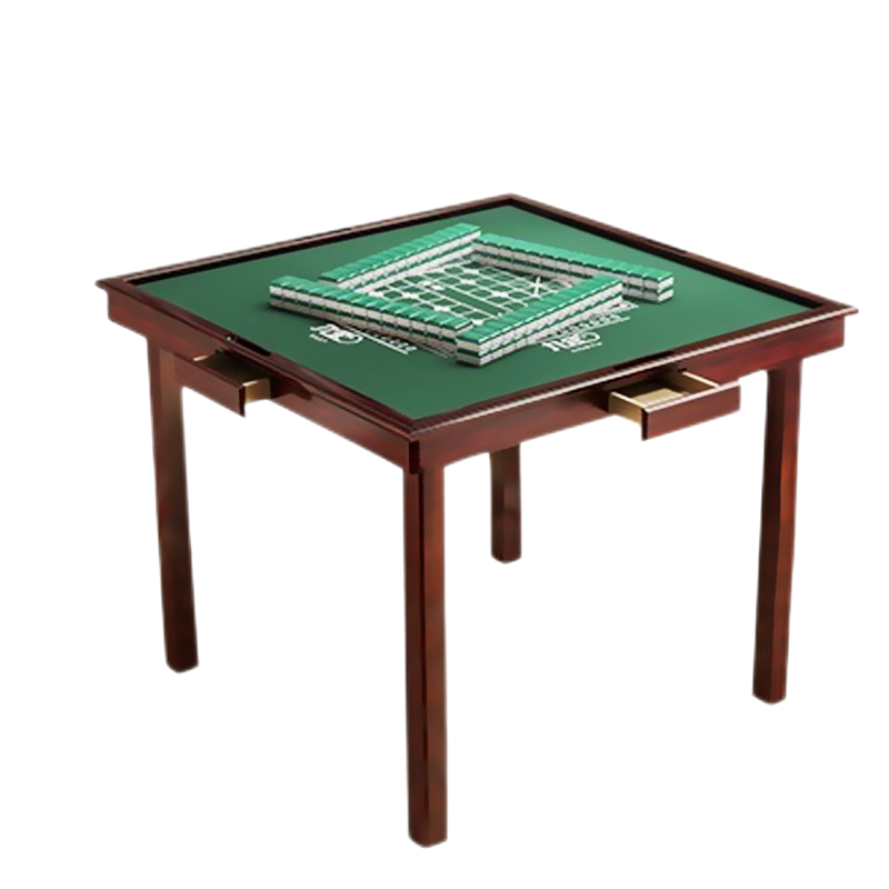 小梦同学 实木麻将桌 折叠手动家用餐桌 四方桌子象棋桌 90厘米简易折叠麻将桌两用  红棕色麻将桌+盖板（空白图案） 两用